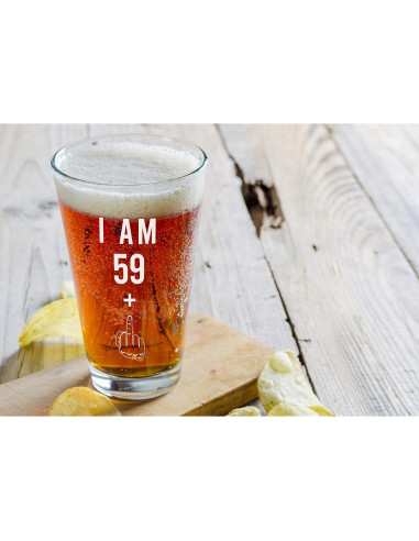 Vaso de Cerveza Gelid 16 oz 59 + Un Dedo Medio Cumpleaños 60