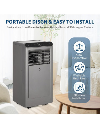 Aire Acondicionado Portátil GAOMON 8000 BTU 4 en 1 Gris