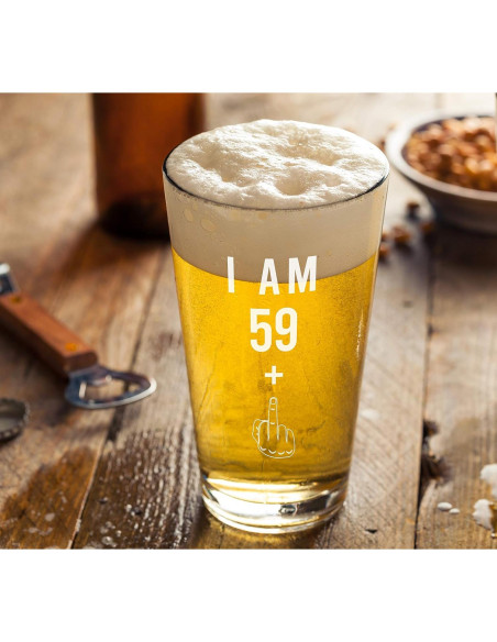 Vaso de Cerveza Gelid 16 oz 59 + Un Dedo Medio Cumpleaños 60