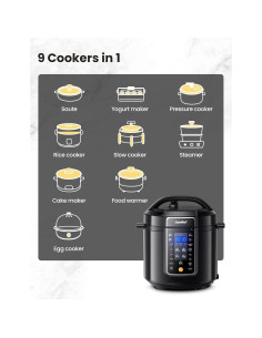 Olla de Presión Eléctrica COMFEE' 9 en 1 6L Negra 2