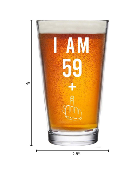 Vaso de Cerveza Gelid 16 oz 59 + Un Dedo Medio Cumpleaños 60
