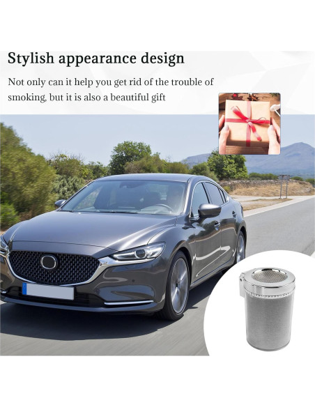 Cenicero de coche Dickno con luz LED azul y tapa abatible