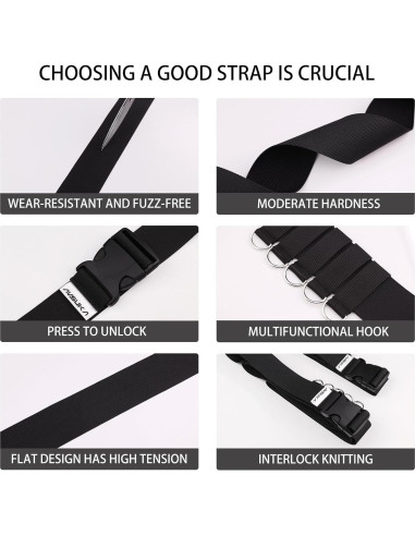 Correas de Equipaje Ajustables AVSUKA 2pcs 3m Negro