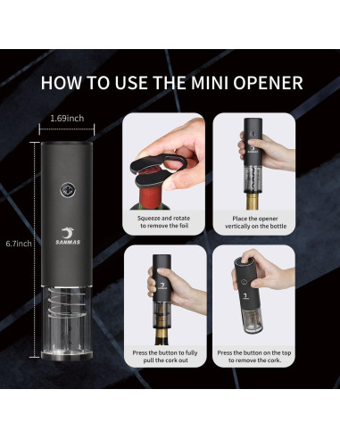 Abrebotellas Eléctrico SANMAS C010 Recargable con Cortador