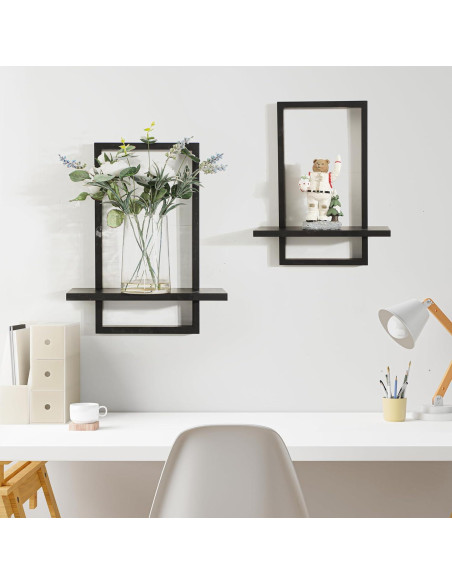 Estantes Flotantes PHOENANCEE enmarcados negros, 2 unidades Estantes Flotantes PHOENANCEE enmarcados negros, 2 unidades