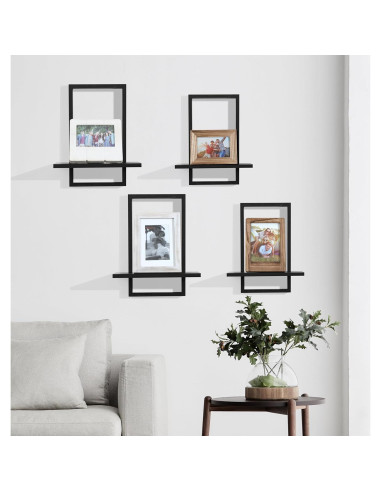 Estantes Flotantes PHOENANCEE enmarcados negros, 2 unidades
