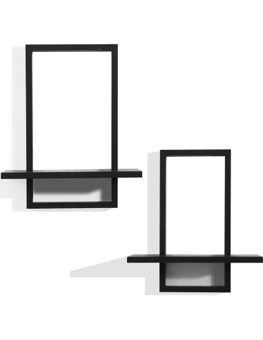 Estantes Flotantes PHOENANCEE enmarcados negros, 2 unidades