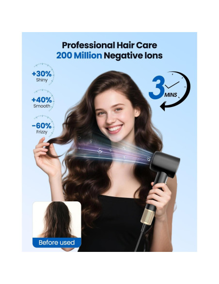 Secador de Pelo Iónico Profesional YYSG 110,000 RPM Negro Secador de Pelo Iónico Profesional YYSG 110,000 RPM Negro