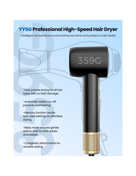 Secador de Pelo Iónico Profesional YYSG 110,000 RPM Negro Secador de Pelo Iónico Profesional YYSG 110,000 RPM Negro