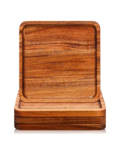 Platos de Madera Cuadrados Roshtia - Set de 4 Piezas 20.32 cm