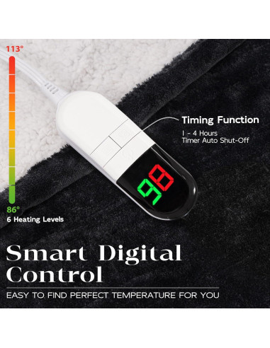 Manta Eléctrica BENFOX 50x60 cm Suave con 6 Niveles de Calor