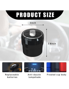 Cenicero de coche portátil Yourkar con tapa y luz LED azul 2