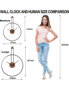 Reloj de Pared Grande YISITEONE 73x55 cm Negro Silencioso 2