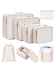 Cubos de Empaque DIMJ 8 Piezas Organizador de Equipaje Beige