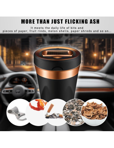 Cenicero de coche Sylvil con encendedor solar y USB - Negro