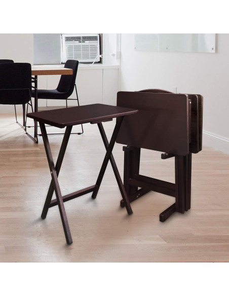 Conjunto de Mesas de Bandeja 5 Piezas Casual Home Espresso