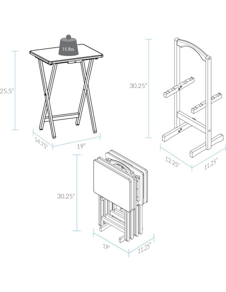 Conjunto de Mesas de Bandeja 5 Piezas Casual Home Espresso