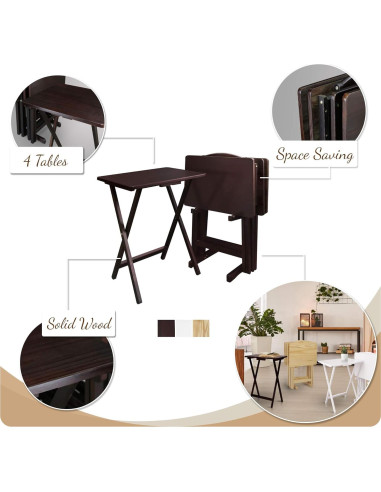 Conjunto de Mesas de Bandeja 5 Piezas Casual Home Espresso