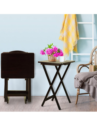 Conjunto de Mesas de Bandeja 5 Piezas Casual Home Espresso