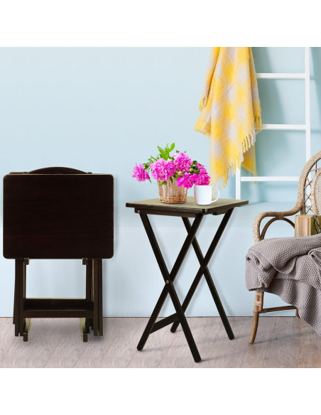 Conjunto de Mesas de Bandeja 5 Piezas Casual Home Espresso