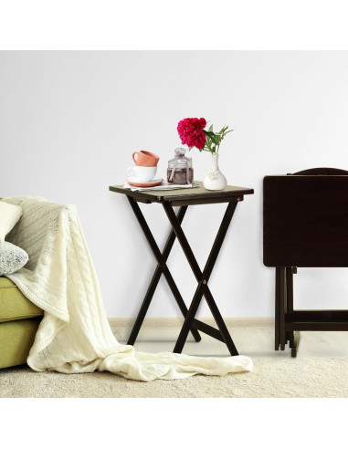 Conjunto de Mesas de Bandeja 5 Piezas Casual Home Espresso