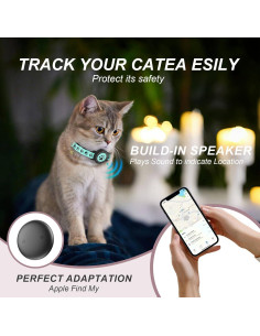 Collar para Gato Zowpet Airtag Impermeable Ajustable Azul 2