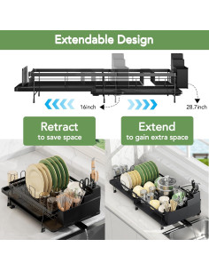 Estante Expandible para Secar Platos ROTTOGOON Negro 48.3x32cm 2