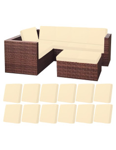 HEBE Funda de Cojines de Patio Impermeable Juego de 12 Beige