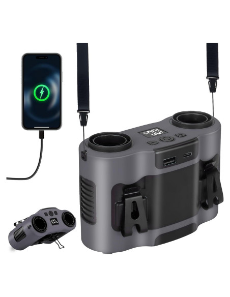 Ventilador Portátil de Cintura POPERFUN F7 Gris 28000mAh 42H