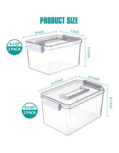 Contenedores de Almacenamiento Plástico MAGDESIGNER 4.5QT y 8.5QT