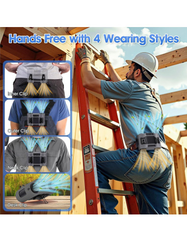 Ventilador Portátil de Cintura POPERFUN F7 Gris 28000mAh 42H