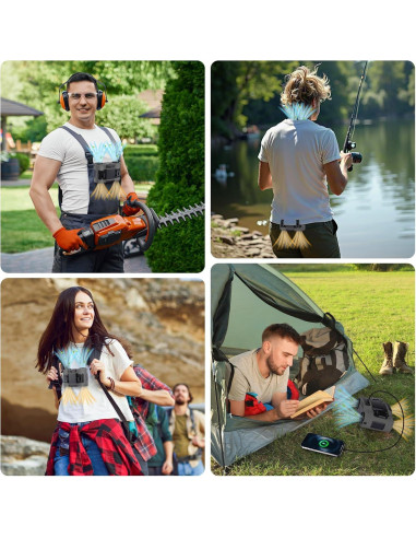 Ventilador Portátil de Cintura POPERFUN F7 Gris 28000mAh 42H