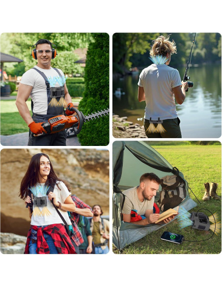 Ventilador Portátil de Cintura POPERFUN F7 Gris 28000mAh 42H