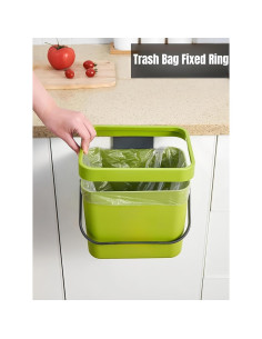 Cesto de Desechos de Cocina Comtar 3L Verde con Ganchos 2