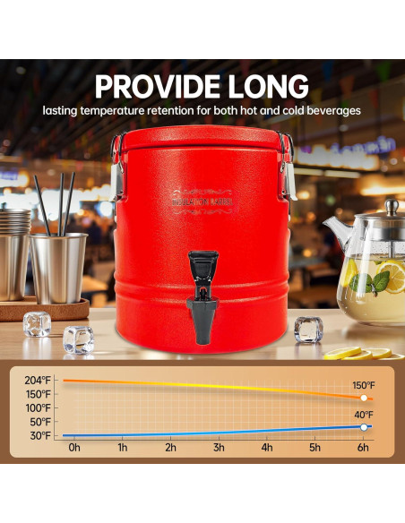 Dispensador de Bebidas Aislado Finopro 12L Acero Inoxidable Rojo Dispensador de Bebidas Aislado Finopro 12L Acero Inoxidable Rojo