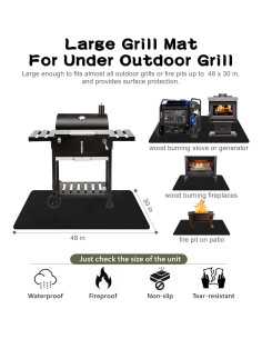 Alfombrilla para Parrilla Exterior Falezern 121.9 x 76.2 cm Antideslizante 2