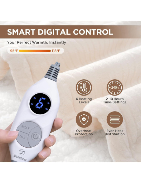 Manta Térmica Eléctrica Westinghouse Beige 50x60" 6 Niveles Calor