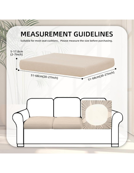 8 Fundas de Cojines de Patio Elásticas BIETYONE Beige 68 cm