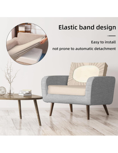 8 Fundas de Cojines de Patio Elásticas BIETYONE Beige 68 cm