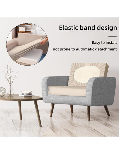 8 Fundas de Cojines de Patio Elásticas BIETYONE Beige 68 cm