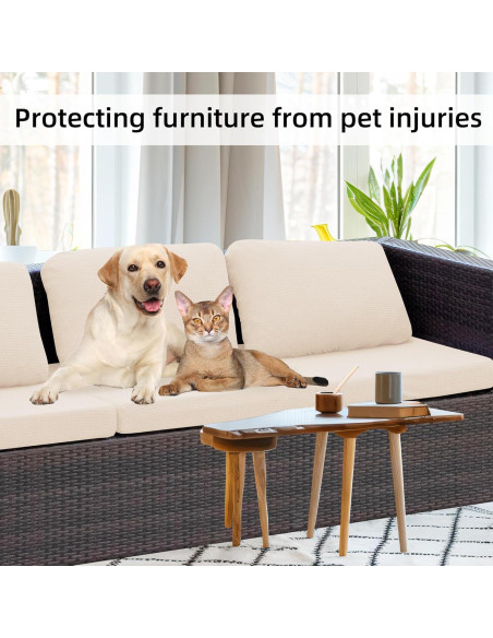 8 Fundas de Cojines de Patio Elásticas BIETYONE Beige 68 cm