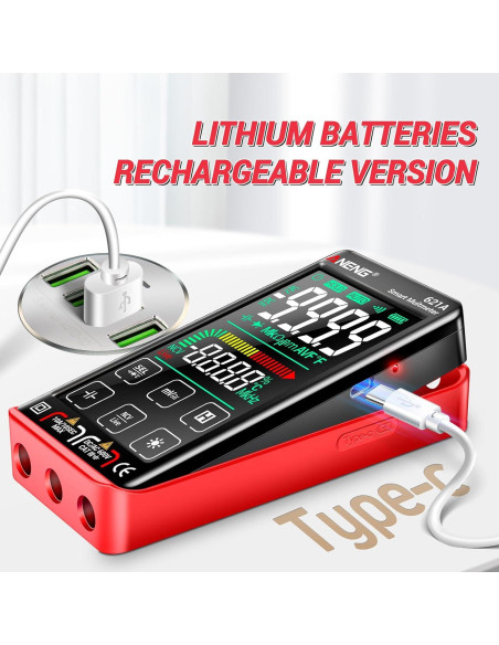 Multímetro Digital ANENG 621A Táctil 9999 Cuentas Recargable