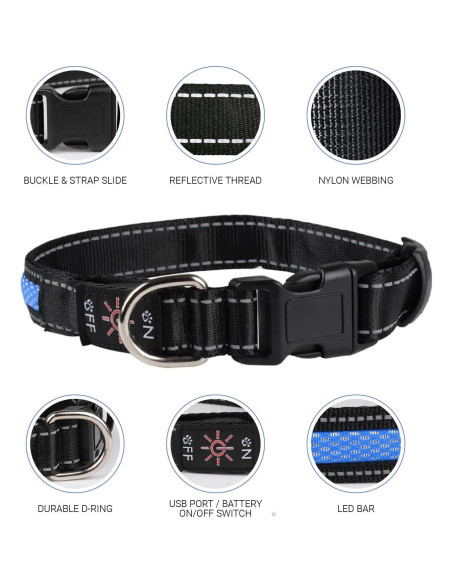 Collar LED para Perros ZAPRIX - Impermeable y Recargable USB-C