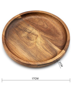 Juego de 4 Platos Redondos de Madera de Acacia 17 cm 2