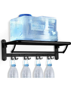 Soporte de Toallas Plegable HOONEX Acero Inoxidable 61 cm Negro 2