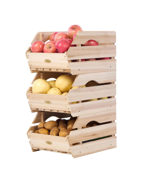 Cajas de Almacenamiento de Madera HABAU - Juego de 3 Piezas