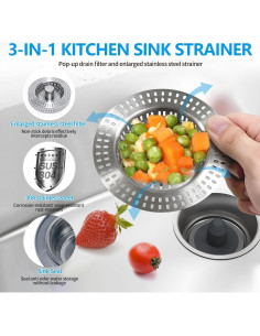 Filtro de Drenaje de Fregadero AAEJE 3 en 1 Acero Inoxidable 2