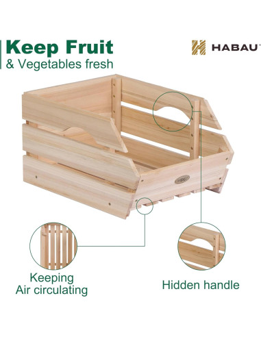 Cajas de Almacenamiento de Madera HABAU - Juego de 3 Piezas