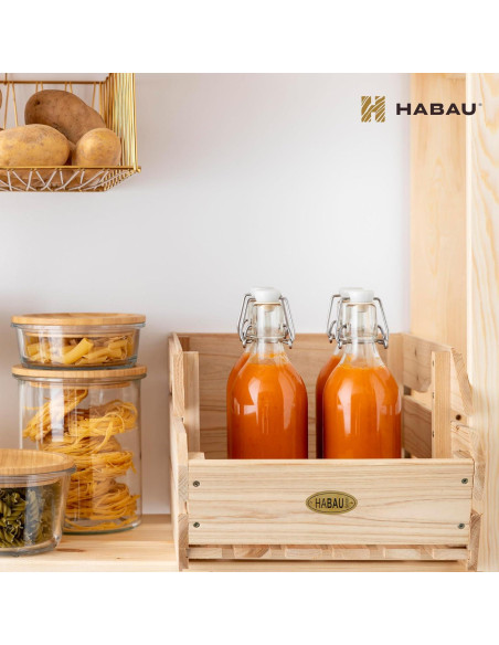 Cajas de Almacenamiento de Madera HABAU - Juego de 3 Piezas