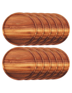Juego de 12 Platos Redondos de Madera de Acacia Rtteri